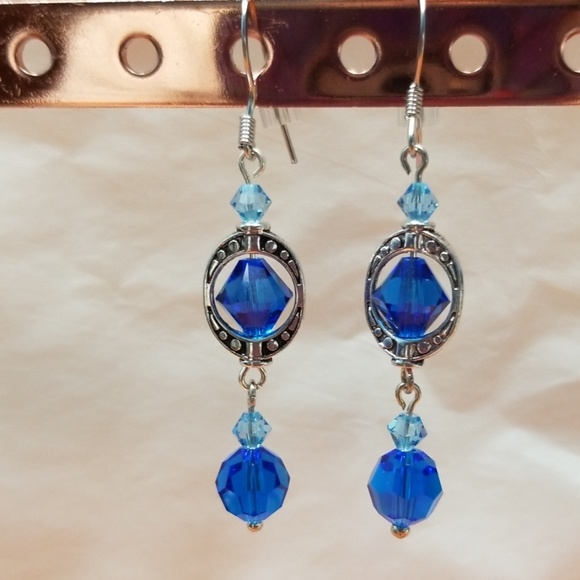 J & R Gems & Jewerly | Jewelry | Swarovski Crystal Blue Dangle Earrings ...